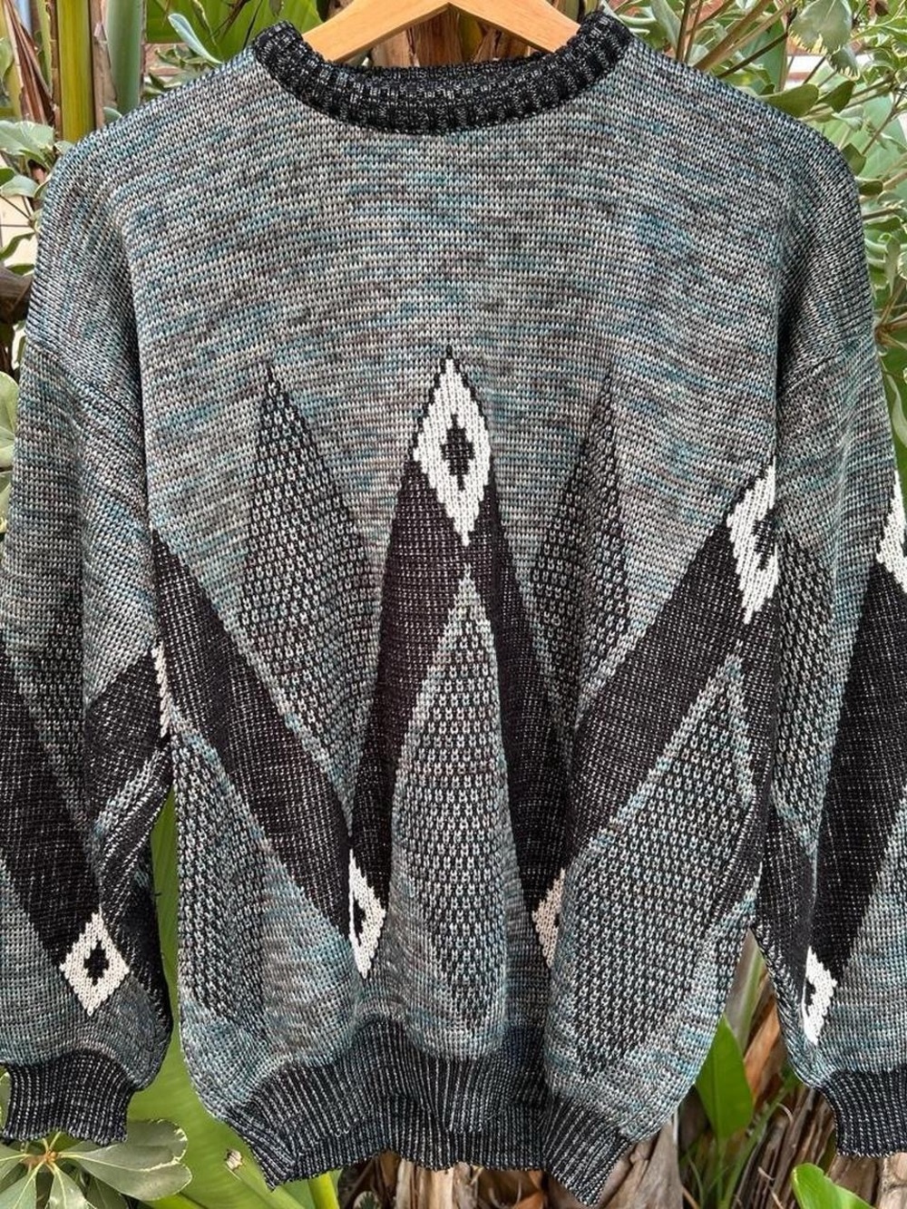 Vintage 1990s Area by TAG Argyle Geometric Knit Sweater Large Made USA